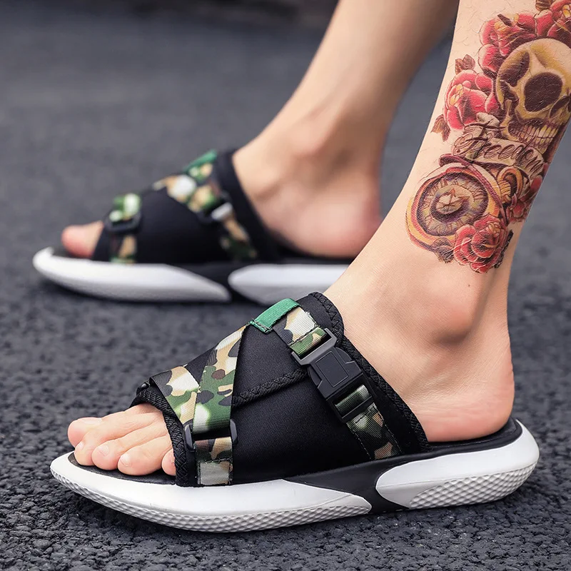 

2019 Korean-style Ulzzang Viet Nam Camouflage Sandals Men's Shoes Hong Kong Style Thick Bottomed Outer Wear Casual Sports Beach