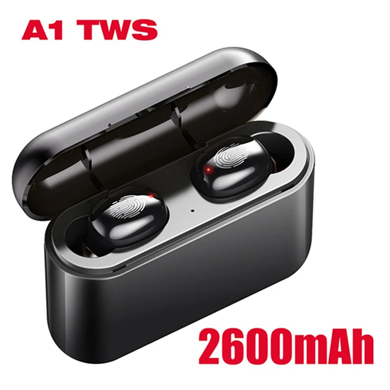 TWS bluetooth-гарнитура 5,0 сенсорная Спортивная Беспроводная bluetooth-гарнитура - Цвет: Черный