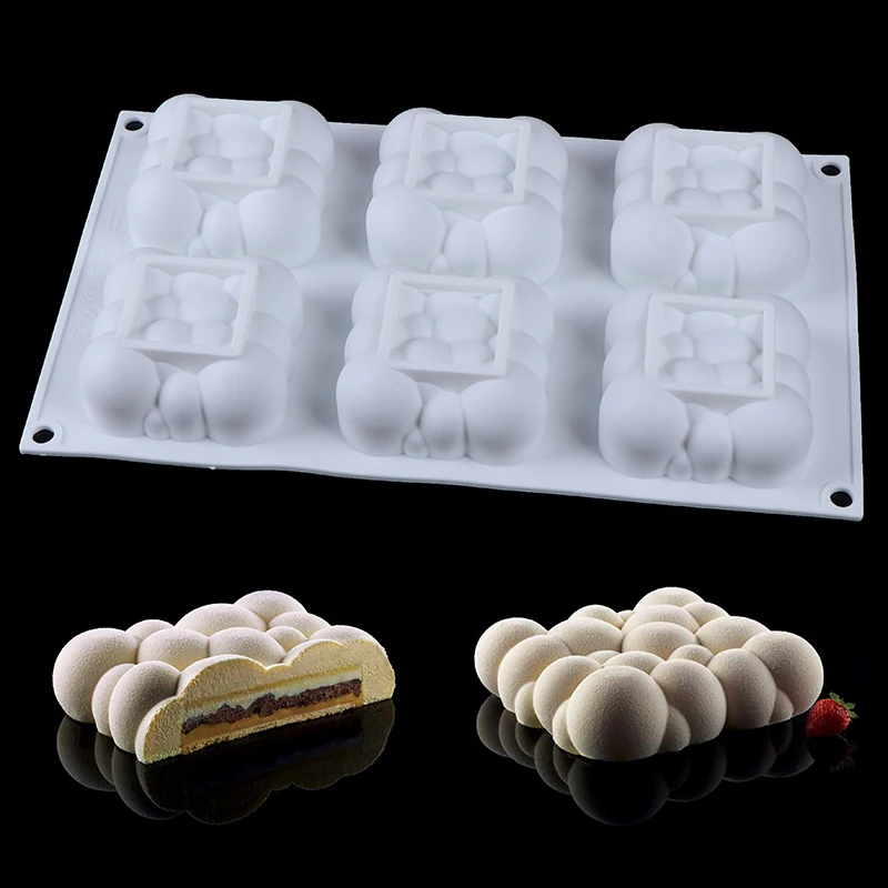 6 Hole Cloud Silicone Cake Mold For Baking Mousse Chocolate Sponge Moulds Pans Cake Decorating Tools accessories Moule