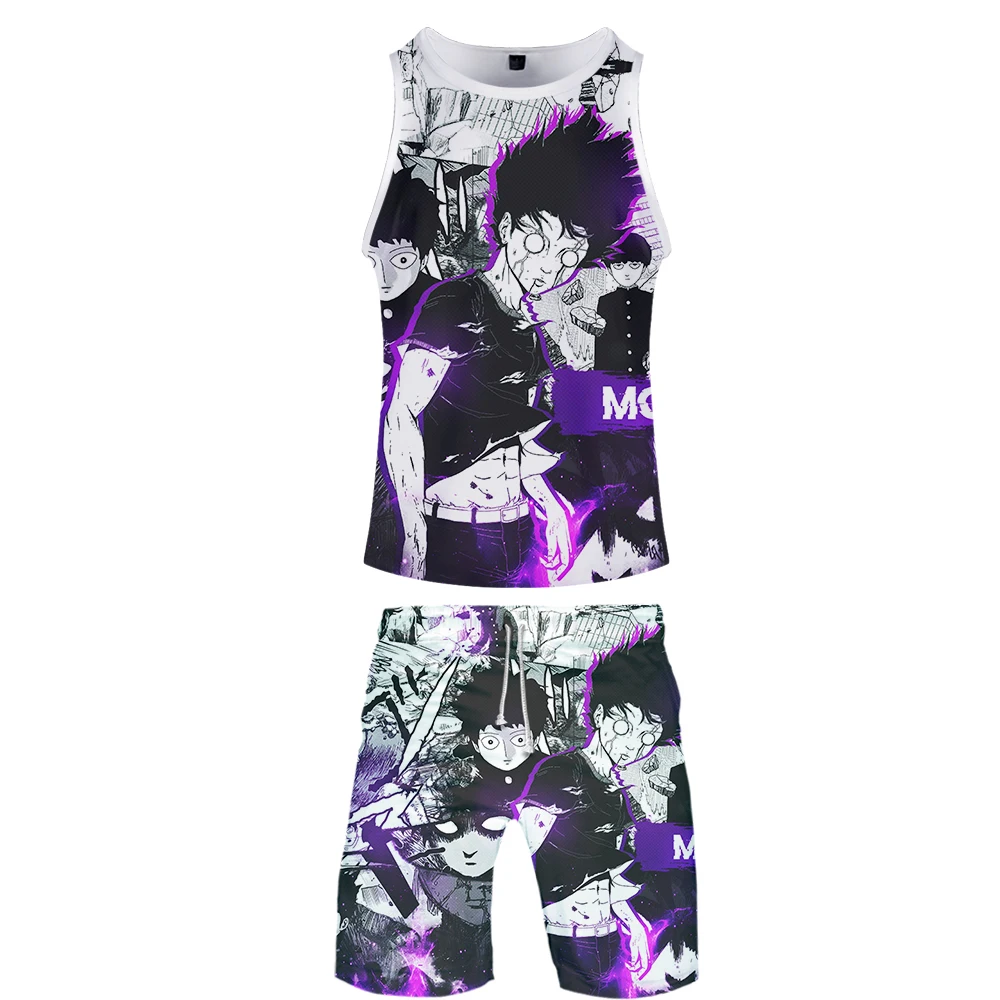 Mob Psycho 100 Bodybuilding Tank Tops Men Anime Tops Vest Fitness Tops Tees Summer 3D Cartoon Basketball Tank Clothes Top