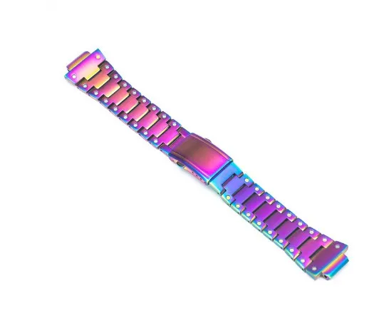 Colorful Strap Браслет для наручных часов из нержавеющей стали с ободком, подходит для часов DW5600 GW-M5610 серии GW5000 с инструментами - Цвет ремешка: Colorful Strap