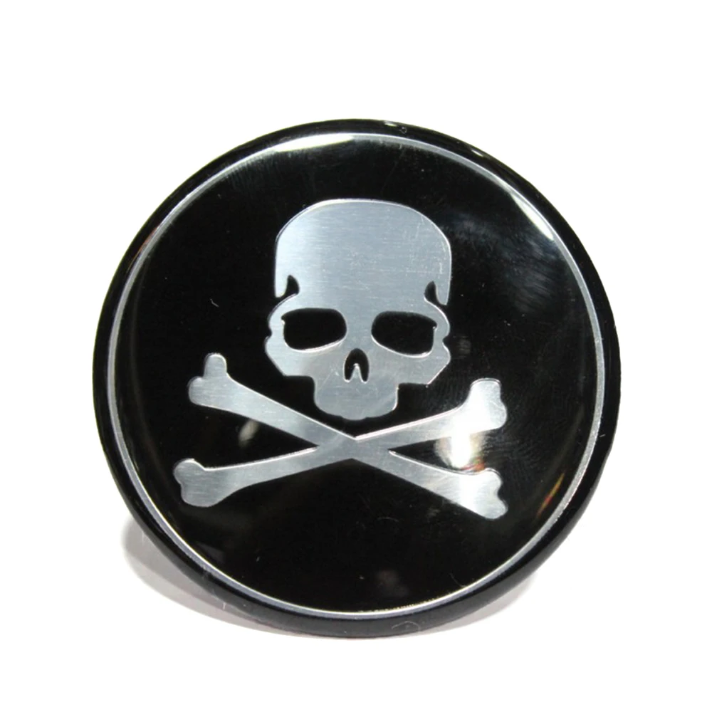 4x 56MM Car Wheel Center Hub Cap Decal Stickers Badge Cross Bone Skull Wheel Center Cap Label Car-styling Accessor