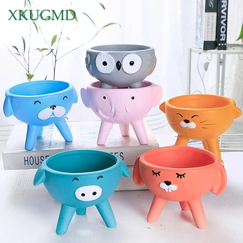 

Kitten Puppy Ceramic Flower Pot Animal Sculpture Crafts Desktop Flower Arrangement Container Micro Landscape Potted Decoration