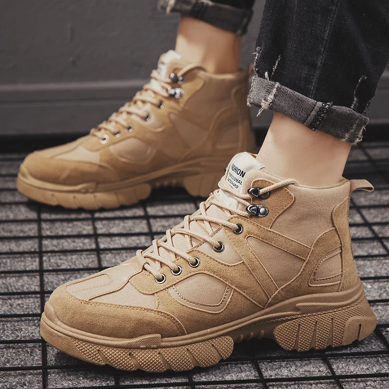 

High Quality Military Leather Boots Men Desert Tactical Military Boots Big Size Army Male Shoes Combat Chukka Ankle Shoes HC-400