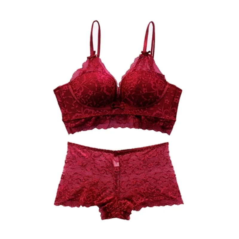 

Ring-free bra suit small breasts gather girls lovely lace embroidered ribbon underwear bra