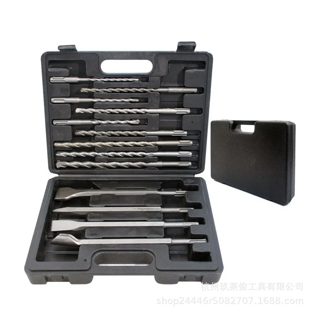 

13 Pieces Electric Hammer Bit Set SDS Plus Impact Chisel Cement Drill-Packaged Electric Tool Part