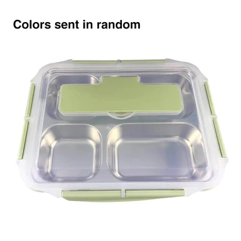 

Storage Case Kids Adults With Compartment Travel Square Kitchen Lunch Box School Office Spoon Food Container Stainless Steel