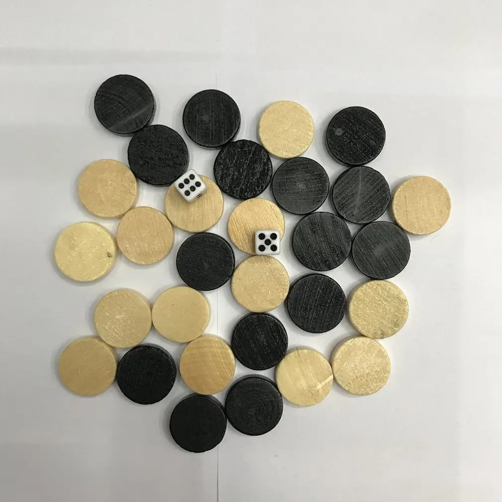 

Natural Wooden Chess Draughts & Checkers & Backgammon Chess Piece for Kids Board Game Learning Camping Funny Table Game Toy