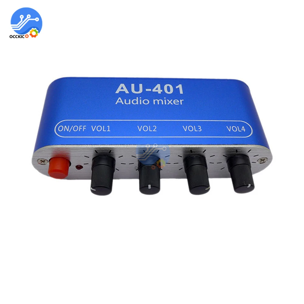 marine amplifier AU-401 DC 5V-12V Stereo Audio Mixer 4 Input 1 output Individually Controls Board Sound mixing DIY Headphones Amplifier 4 channel amp