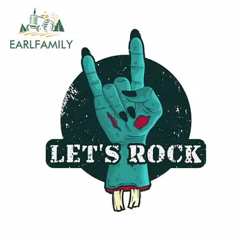 

EARLFAMILY 13cm x 11.3cm For Rock Hand Car Window Stickers DIY Custom Printing Decal Waterproof Scratch-Proof Decoration