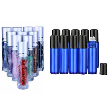 

Essential Oil Roller Bottles, 10Ml (Cobalt Blue, Pack of 10) with 10Pcs Gemstone Essential Oil Bottle