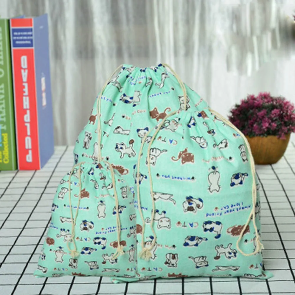 1 шт., Модная хлопковая сумка для покупок на шнурке, Экологичная многоразовая Складная тканевая сумка для нижнего белья, чехол для путешествий, дома, сумка для хранения - Цвет: 1PCS-13