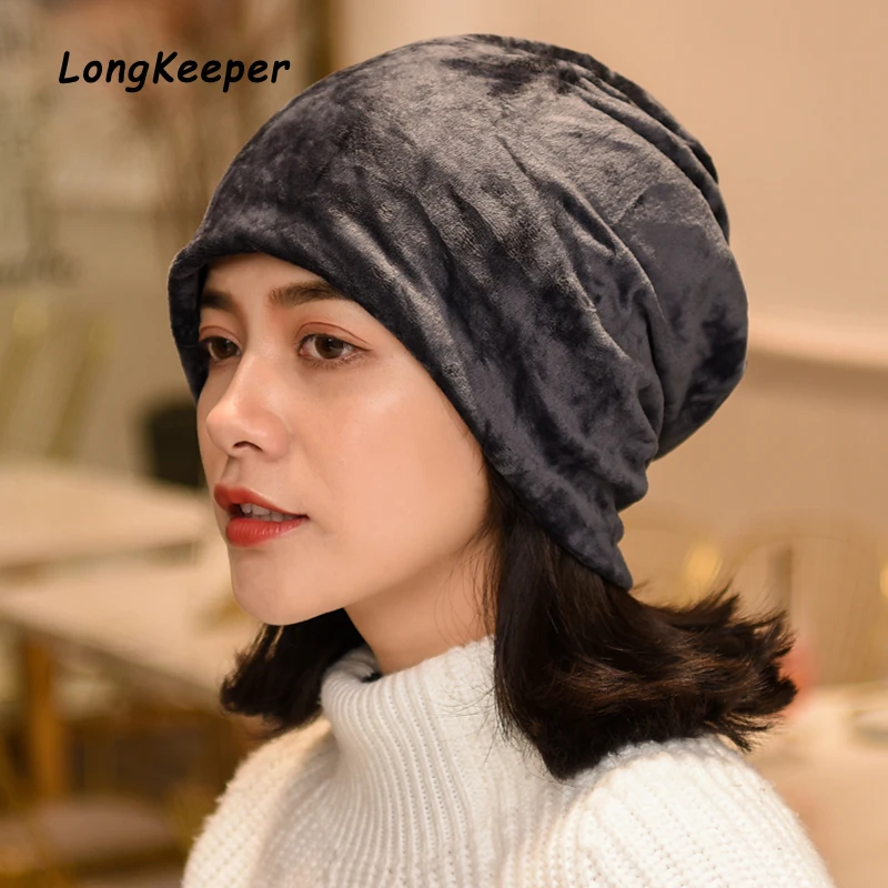 

Longkeeper Brand New Women Scarf Caps Spring Autumn Winter Hats For Female Skullies Beanies Headwear Gorros mujer Hedging Cap