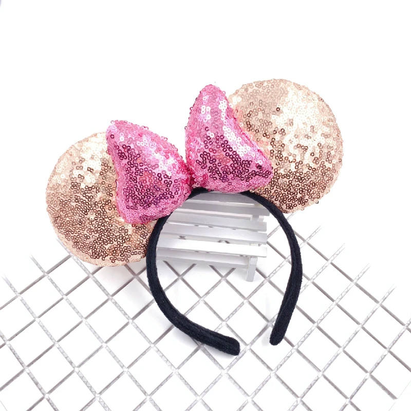 Минни Микки Блестящий Hairband Маус Уши Ободки Девушка Волосы Луки Аксессуары День