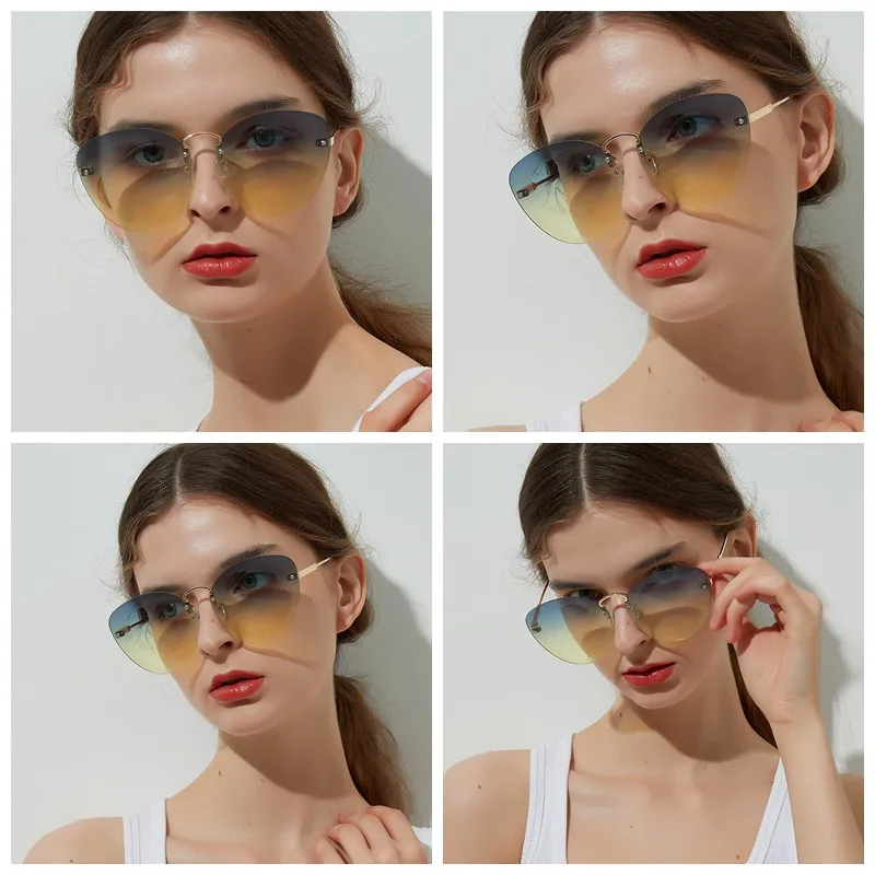 Мода Glasse прозрачные прогрессивные цветные линзы Ac без полей кошачий глаз очки Женские Красочные Кристальные солнцезащитные очки