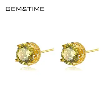 

Gen&Time Authentic 925 Sterling Silver Classic Yellow Cubic Zircon Small Stud Earrings for Women Sterling Silver Jewelry SE442