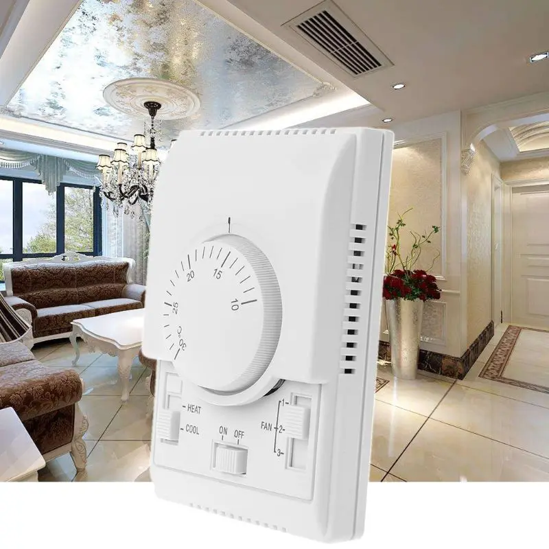AC 220V Room Mechanical Thermostat Control Switch Air Conditioner Fan Coil Temperature Controller A5YD