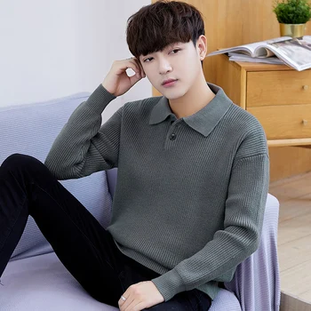 

High quality men's lapel long sleeve sweater fashion winter bottoming shirt men Tide warm thick casua Knitted sweaters 860