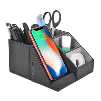 

Multi-Functional Wireless Charging Desktop Storage Box Simple Hide Substance Pen Container Creative Stationery Box Offic