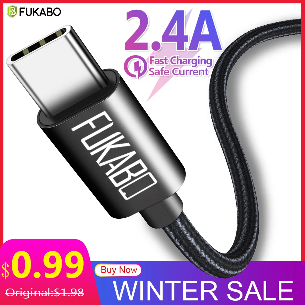 

2.4A Type C USB Fast Charging Data Cable For Xiaomi Redmi Note 8 7 Pro mi Note 10 9 Lite 9T Pro Huawei P20 Lite P30 Pro Android