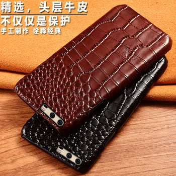 

Top Genuine Cow leather Phone Back Case Cover For Huawei Ascend P10 Plus Lite Crocodile Grain Case Luxury Cover