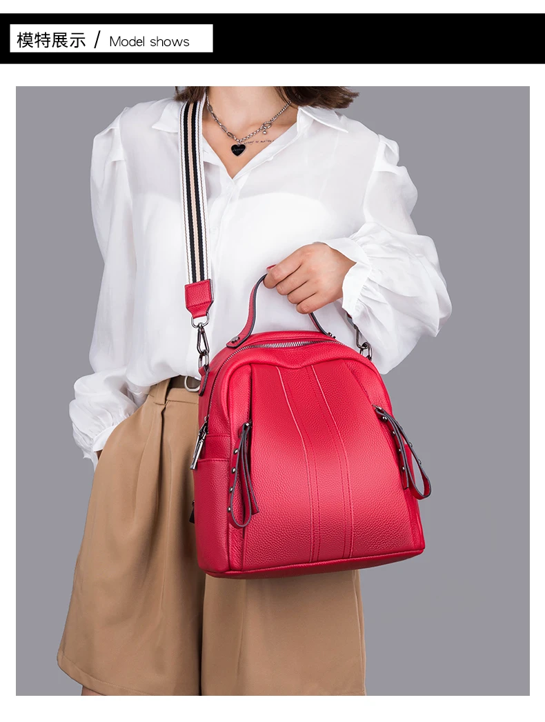 100% Genuine Leather Women's backpack Casual Waterproof real Cowhide Backpacks Female Luxury Back pack Women Travel Shoulder Bag