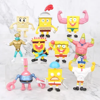 

10PCS/Set SpongeBob Series Anime figure Toys SpongeBob Patrick Star Gray Sandy Sheldon Mrs.Puff PVC model Cartoon Toy Kids Toys