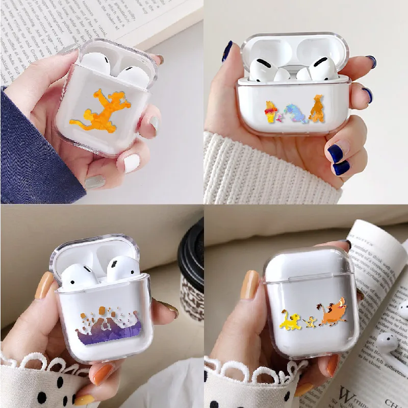 

Cartoon Lion King Stitch Earphone Case For Apple iPhone Charging Box For AirPods Pro Hard Transparent Protective Cover