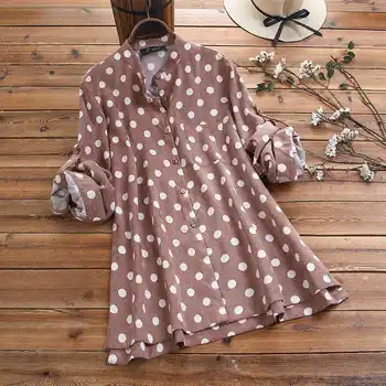

Plus Size Tunic Women's Printed Blouse 2020 Spring Elegant Polka Dot Shirts Casual Long Sleeve Shirts Female Button Down Blusas