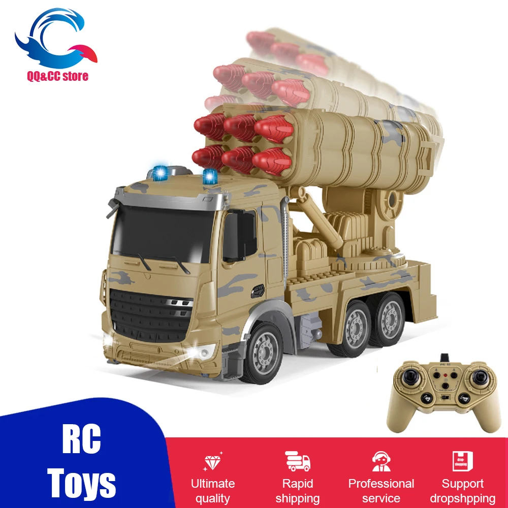 1/24 Rc Truck 10 Channel Illuminated Missile Launching Radio Controlled Military Vehicle Toys