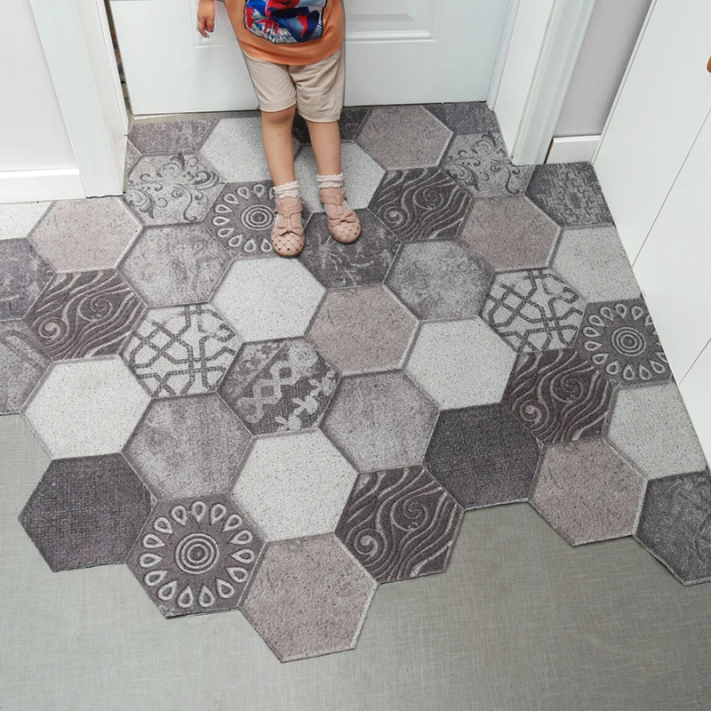 Ins Doormat Non-slip Waterproof Dustproof Carpet Hallway Bath Mat PVC Kitchen Mat Can Be Cut Custom Indoor Home Entrance Doormat
