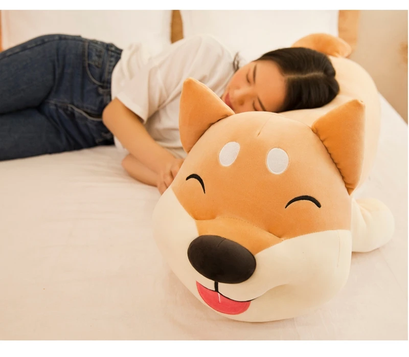 cute plush toy Shiba Inu doll Japanese Akita dog super soft pillow large bed lying dog birthday gift 43inch 110cm DY50866  (4)