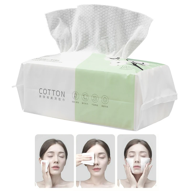 100pcs Face Wash Towel Wet And Dry Cotton Soft Towel Makeup Remover