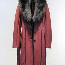 Распродажа Женская Зимняя мода Лисий меховой воротник стриженый овечий мех шерстяная подкладка куртка пальто