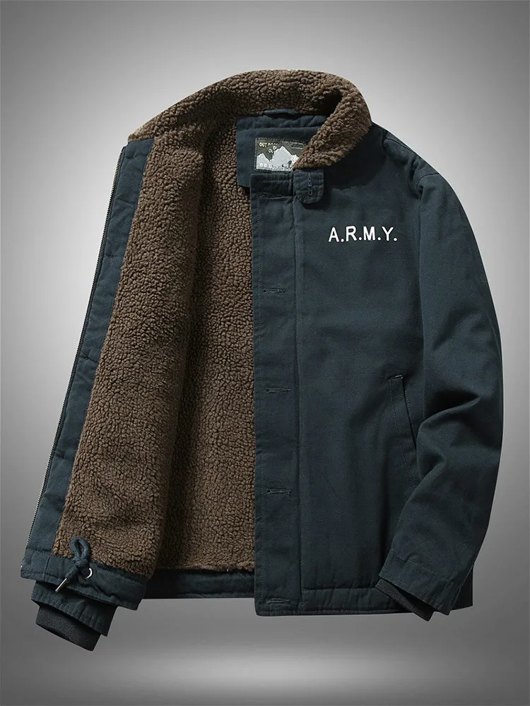 

Winter men jacket Navy Jacket Plush Windbreaker