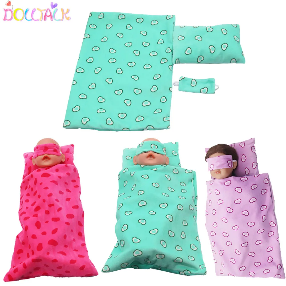 

18-inch American Doll Accessories 3PC(sleeping bag+pillow+Blindfold) Sleeping Bag Set For 43-45cm New Bron,BJD,DIY Girl Dolls