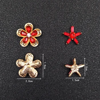 

Engood 60Pcs Red Rhinestone Flower or star Button for DIY Hair or clothes Accessories HZ604-HZ605