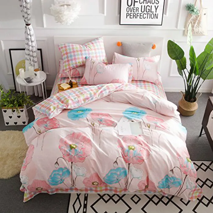 

WINLIFE Floral Pattern Printed Bedding Sets Duvet Cover Set For Girls