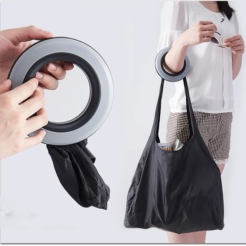 

Disc Fashion Creative Foldable Round Shopping Bag Eco friendly Storage Reusable Bag Large Capacity Handle Portable Shopping Bag
