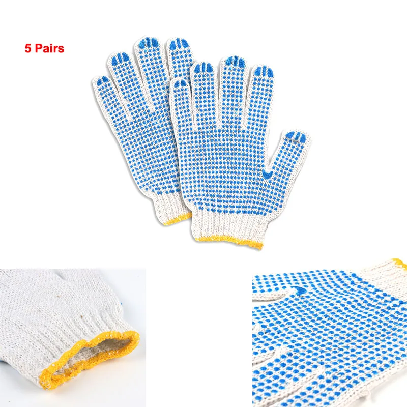 

5 pair Car Repair Gloves Wearing Equipment Tool Cotton Anti-slip Motorcycles Outdoor Antiskid Point Glue