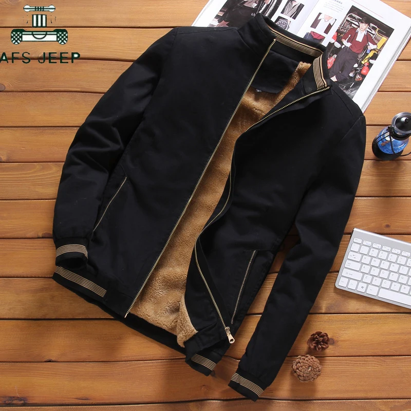 

Autumn Mens Bomber Jackets Casual Male Outwear Fleece Thick Warm Windbreaker Jacket Mens Military Baseball Coats Plus Size M-5XL
