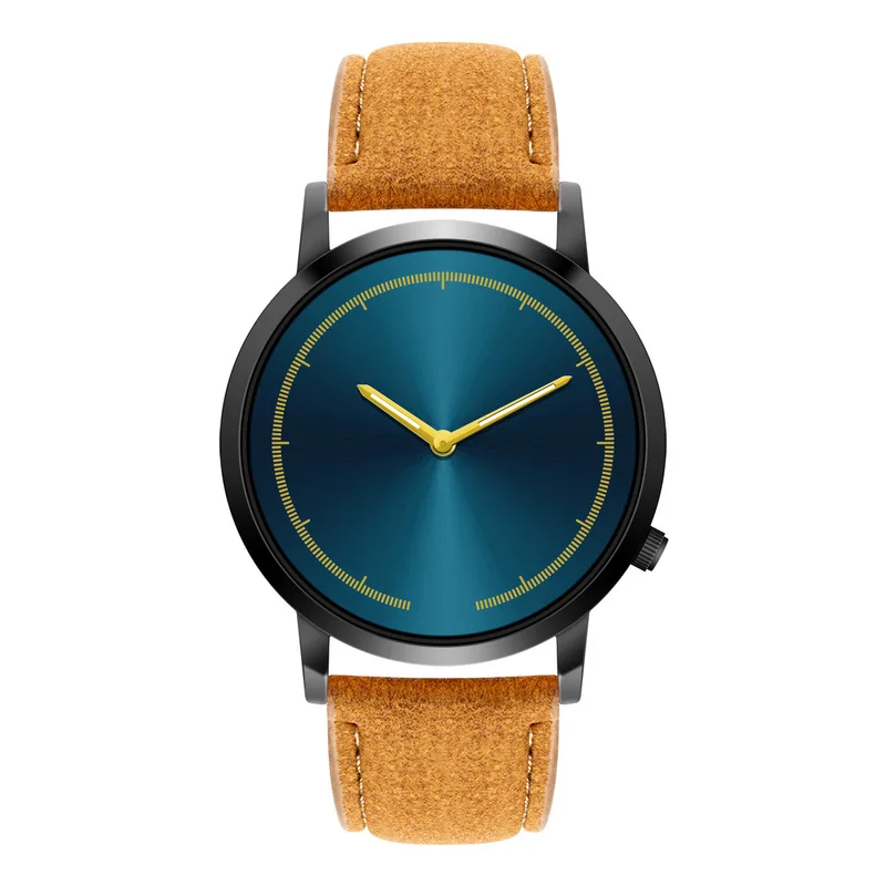 

New product promotion: a simple quartz belt watch with two needles without point and oblique handle