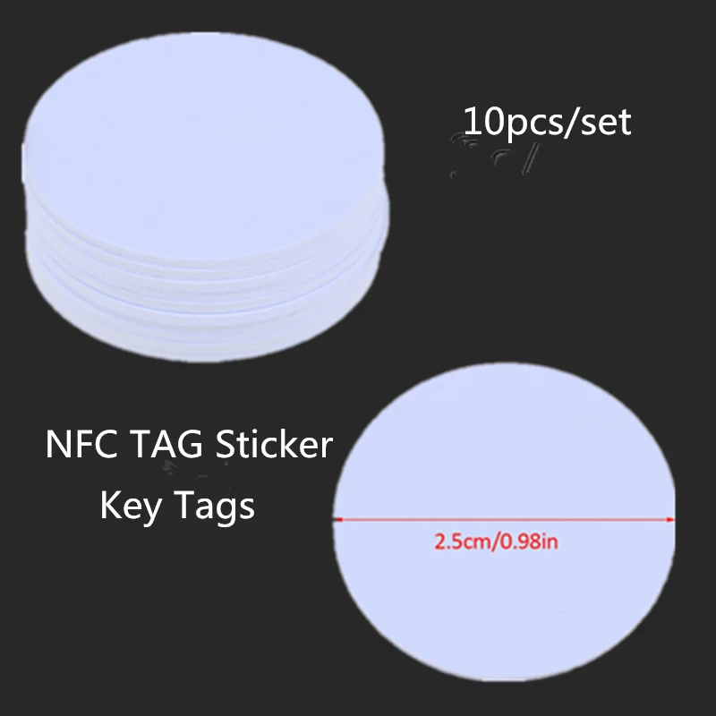10 Uds Ntag215 etiqueta adhesiva NFC teléfono etiquetas disponibles RFID etiqueta 25mm