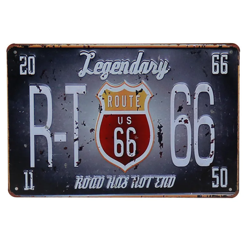 A Route 66 бар металлическая пластина плакат Pub Up Art Железный кафе-гараж Настенный декор ретро-наклейки винтажный оловянный знак жестяные знаки живопись H17 - Цвет: A