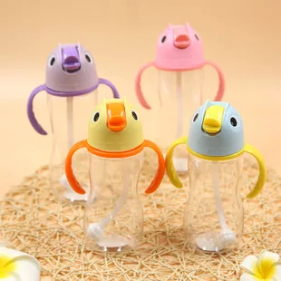 New Style Children Cup with Straw Baby Glass 300 Ml Handle Infant Leak-Proof Sippy Cup Kids Drink Water Suspender Strap