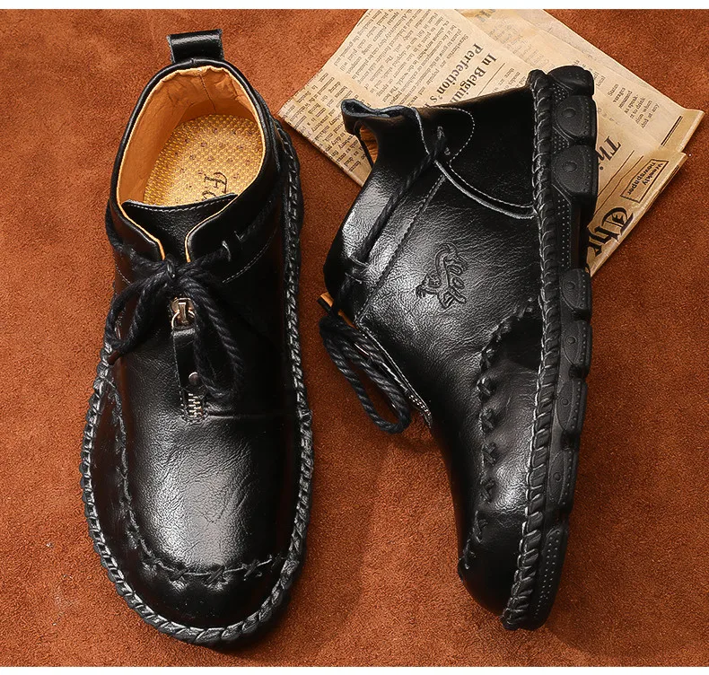 Fhlyiy/Брендовые мужские кожаные ботинки; сезон осень-зима; высокие зимние мужские Ботильоны; удобные мотоциклетные ботинки; Мужская обувь;