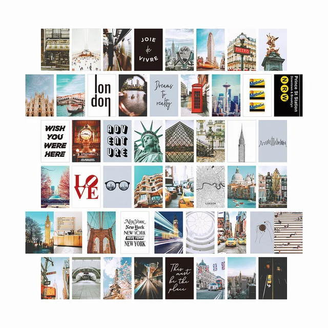 50 Sheets ​Ins Nordic Color Aesthetics Decorative Card Photo Props Diy Background Poster Wall Sticker Double Sided Postcard 09
