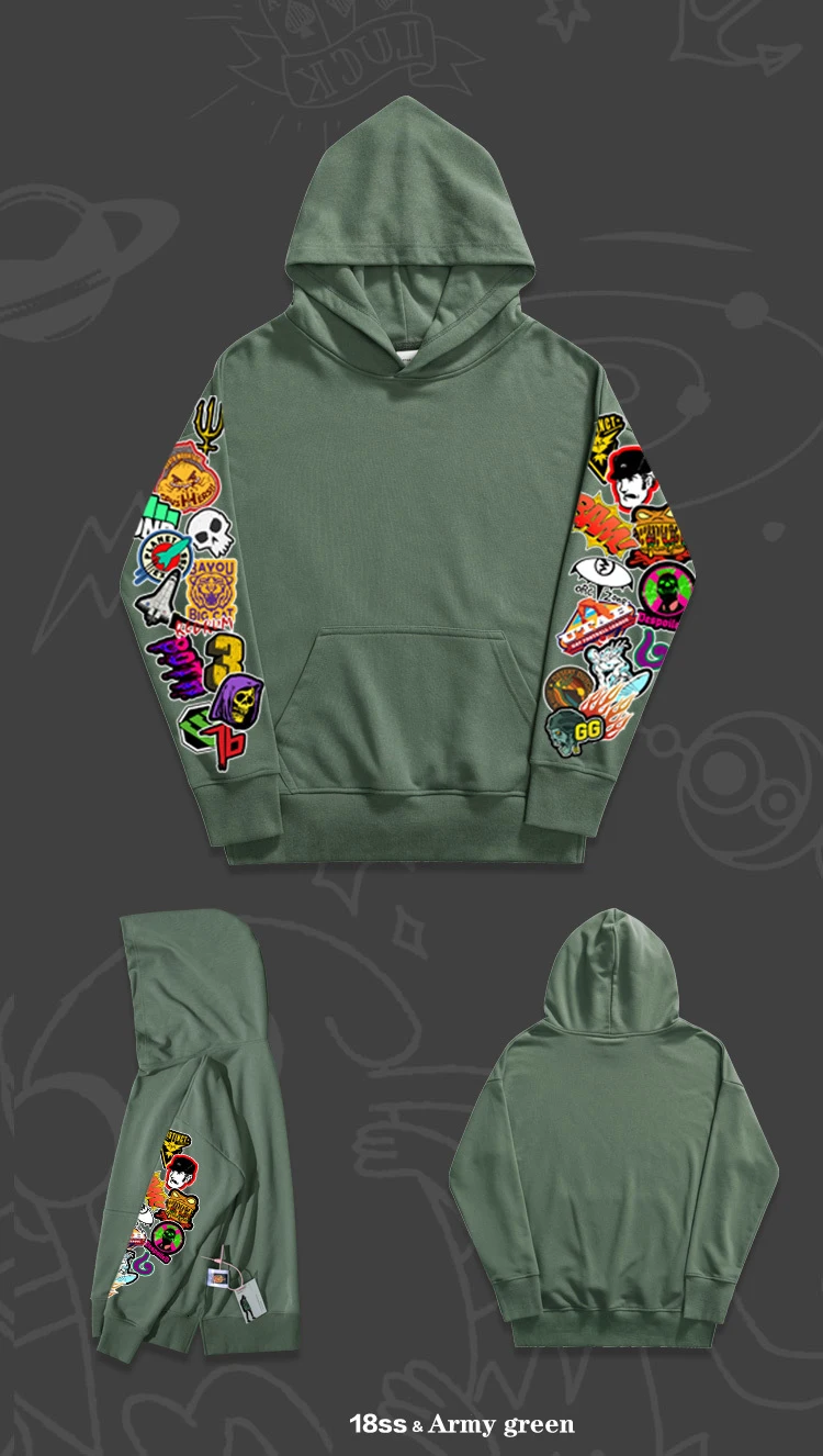 Long-sleeved clothes one piece slim hoodiescustom hoodies Double sleeves funny cartoon print fashion pile fabric leisure coat