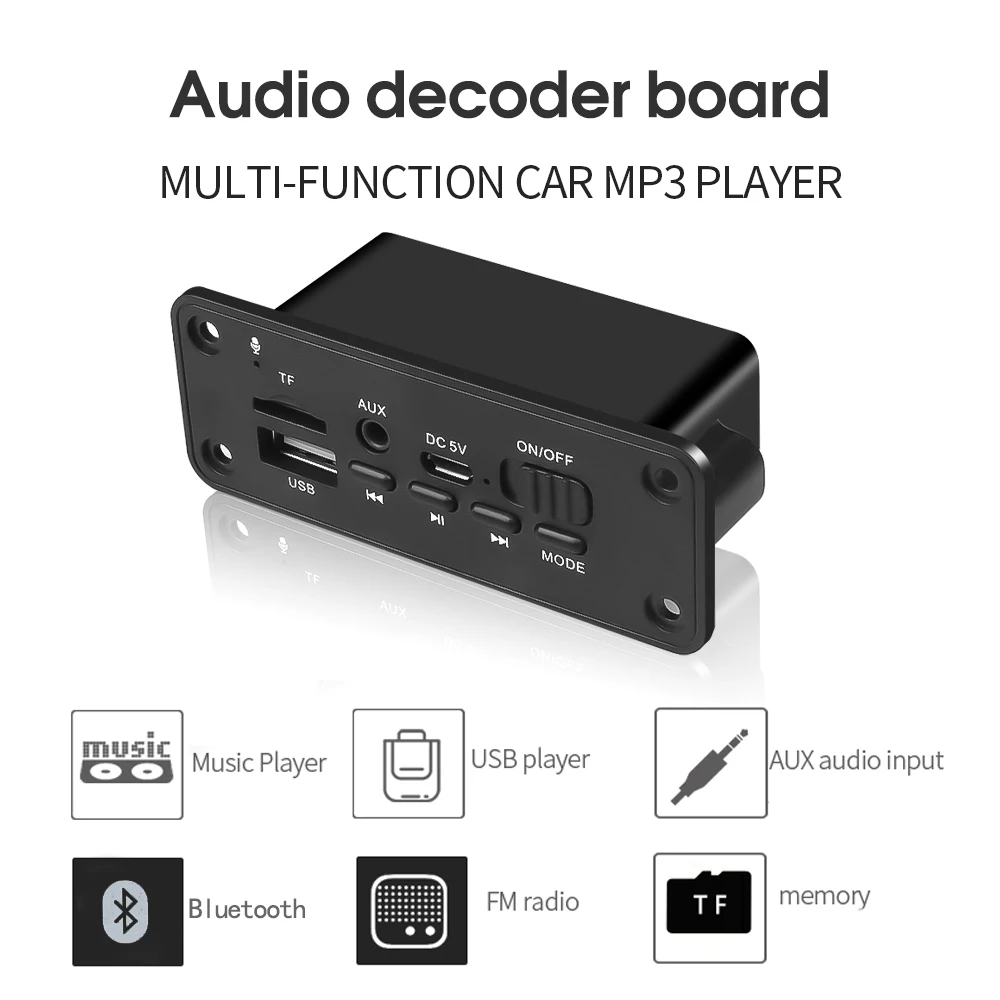 Bluetooth 5,0 MP3 плеер динамик 3 Вт FM аудио TF автомобильный модуль USB AUX Handsfree x радио для 2 декодера автомобиля 5 В доска