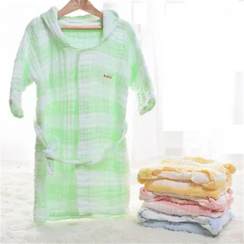 

Cartoon Muslin Cotton Children's Robe Baby Bathrobe Long Sleeve Hooded Kids Bath Robe Lovely Child Boy Girls Robes Kids 38